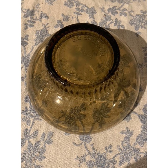 EO Brody Co Smoky Brown Pressed Glass Pedestal Bowl and Thumbprint Vase - Picture 8 of 10